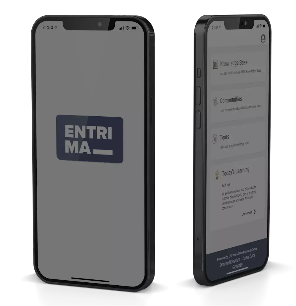 Image of the Entrima-MAC app on a smartphone
